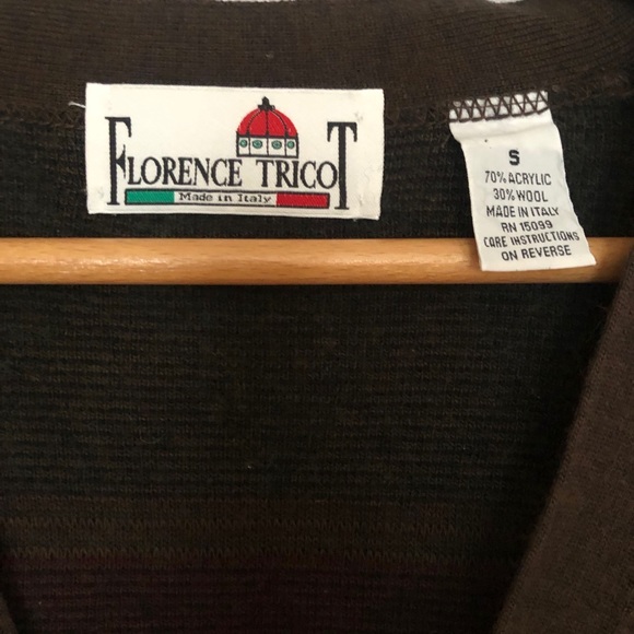 Vtg Italian Brown Argyle Wool Blend V-Neck Cardigan Grandpa Menswear Sweater - Picture 14 of 15